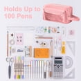 thumbnail image 3 of Large Pencil Pouch Handheld Zipper Pencil Case Organizer Student Supplies Pink, 3 of 6