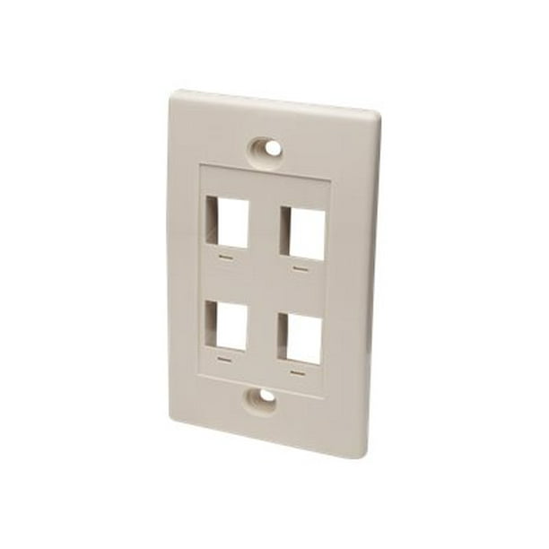 Wall Plate Flush Mount, 4 Outlet, Ivory