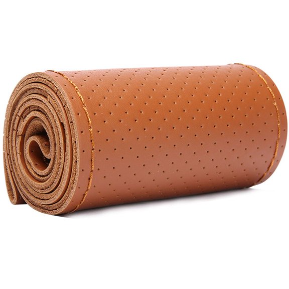 Soft With Needles Thread Steering-Wheel Braid Auto Steering Wheel Cowhide Braid Genuine Leather Car Steering Wheel Cover BROWN