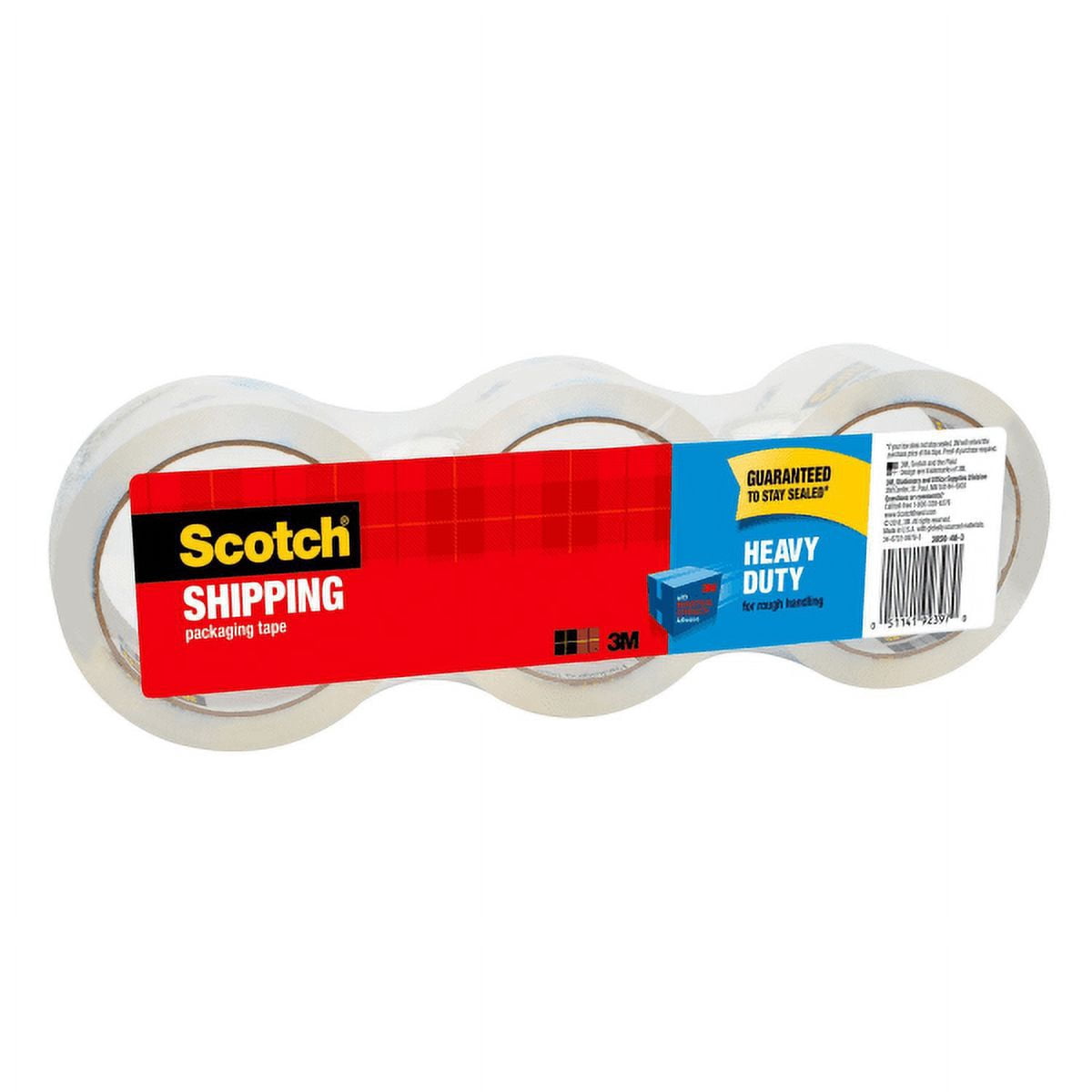 Scotch® Heavy-Duty Shipping Packing Tape, 1 -7/8" x 43-7/10 Yd., Pack Of 3 Rolls