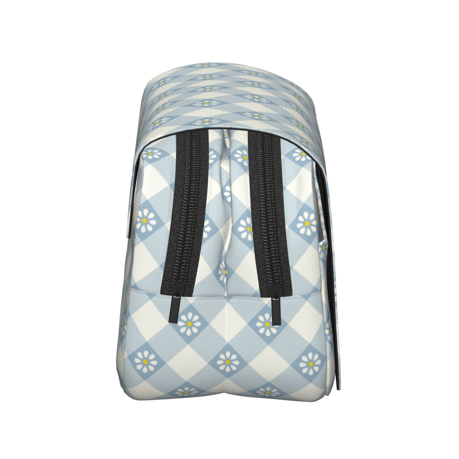 Rateoe Daisy Plaid Blue Pattern Double Clamshell Pen Case, Storage Organizer with Two Zipper Compartments– Holds Up to 50 Pencils & Pens