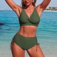 thumbnail image 4 of Ashirexll Two Piece Swimsuit for Women Sleeveless Solid Bikini Push Up Padded Swimwear Blouse Pants V-Neck Knot Front Sets, 4 of 7