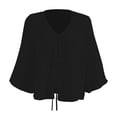 thumbnail image 1 of Blusa George para Mujer, Escote V con Amarres en Centro Delantero Negro Talla EG, 1 of 4