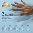 thumbnail image 6 of 3 Inch Gel Memory Foam Mattress Topper Queen Size Pressure Relief Cooling Pad High Density Bed Topper (with Removable & Washable Bamboo Cover), 6 of 7
