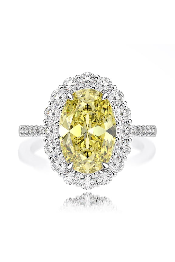 Zircon Engagement Rings for Women 5.6ct Oval Cut 8*12mm Zircon Eternity Women Wedding Bands S925 Sterling Silver Rings for Women Stylish Hypoallergenic Personalized Promise Rings