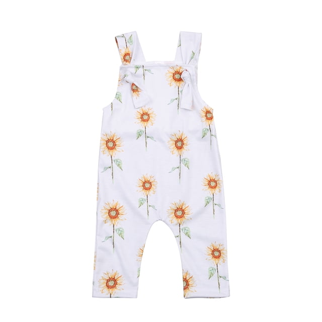 EYIIYE Baby Flower Print Straps Jumpsuit Long Pants Romper 0-24 Months