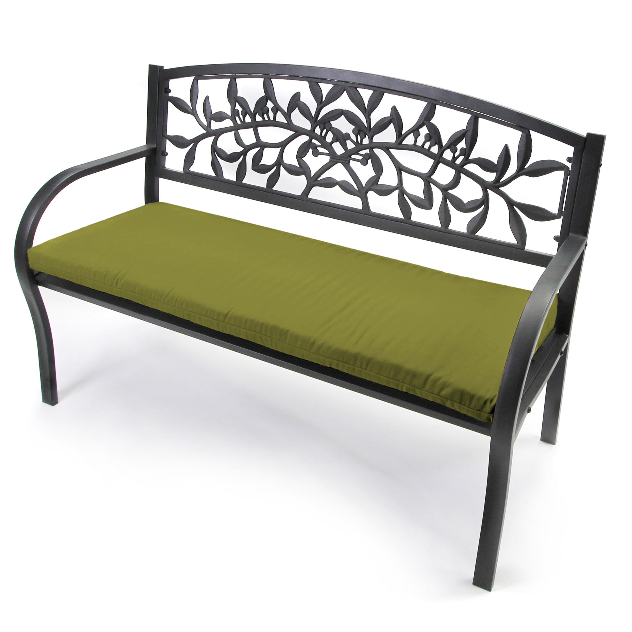 Jordan Manufacturing 48" x 18" Veranda Kiwi Green Solid Rectangular Outdoor Settee Swing Bench Cushion with Ties