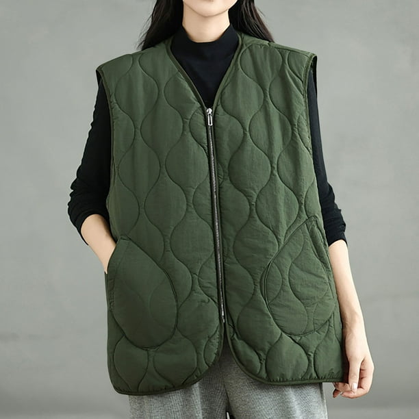 Chaleco informal sin mangas y sin capucha para mujer, chaquetas y abrigos de poliéster acanalados de color liso, a la moda y sin mangas.