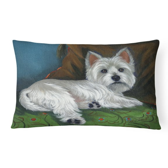 Carolines Treasures PPP3287PW1216 Westie Wake Up Canvas Fabric Decorative Pillow  12H x16W multicolor