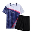 thumbnail image 2 of Gubotare Toddler Boy Gymnastics Outfit Boys' Sportswear Wrap T-Shirt and Shorts 2-Piece Outfit Set 1T 2T (Dark Blue,1-2 Years), 2 of 4