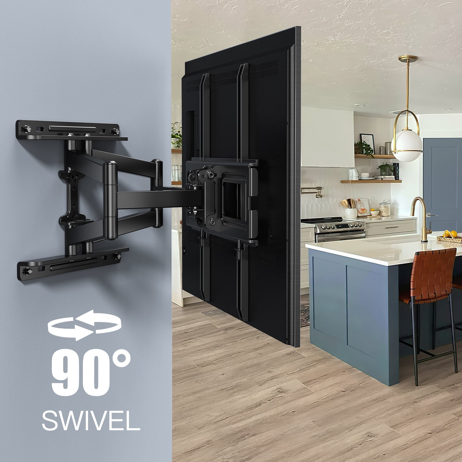 Full Motion TV Wall Mount  for 32-65 inch Flat Curved Screen TVs with Swivel, Tilt & Extension Max 400x400mm, Holds up to 99 lbs