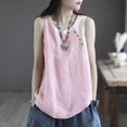 thumbnail image 2 of Tank Top for Women Linen, Summer Comfy Casual 2026 Loose Lightweight Sleeveless Shirts, Pink 2XL, 2 of 8