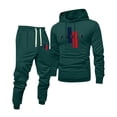 thumbnail image 2 of yuCgh Men's Printed Hoodie and Sweatpants Casual Sports Suit, Two-Piece Set with Graphic Design for Men's Athletic Wear, Comfortable for Running and Outdoor Activities,Dark Green L, 2 of 5