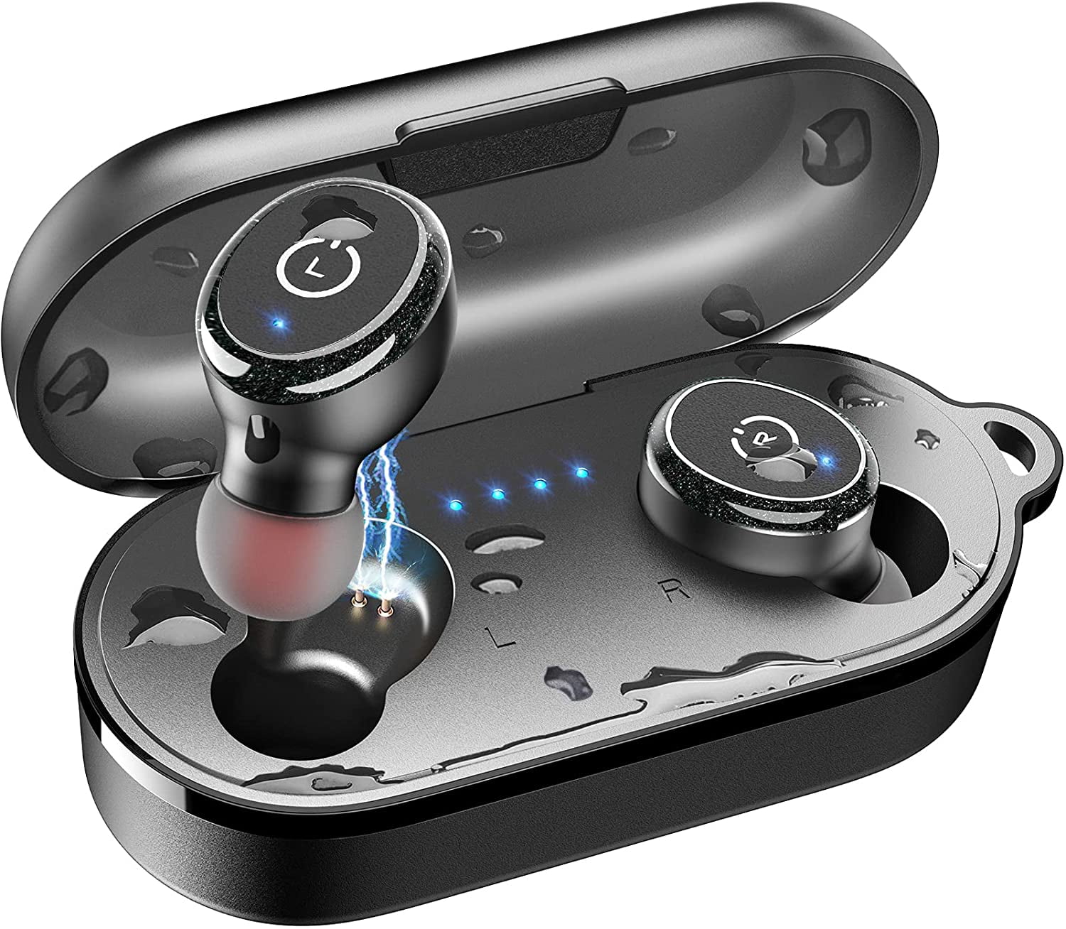 TOZO T10 True Wireless Earbuds In-Ear Bluetooth Headphones Stereo Calls Touch Control IPX8 Waterproof Bluetooth5.3 - Black (Charging Case Included)