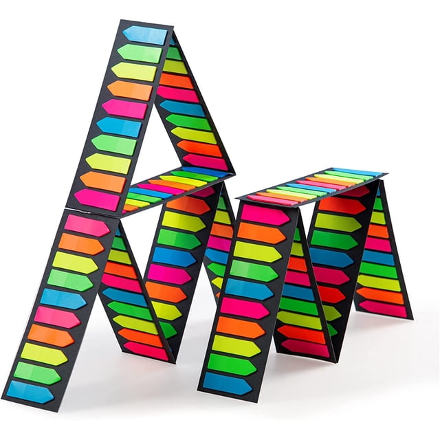 LAICAIW Fluorescent Translucent Sticky Note Flags, 2400 Pcs Total, Pack of 10 Color Tabs, Arrow Sticky Notes, Page Flag Markers, Arrow Index Tabs