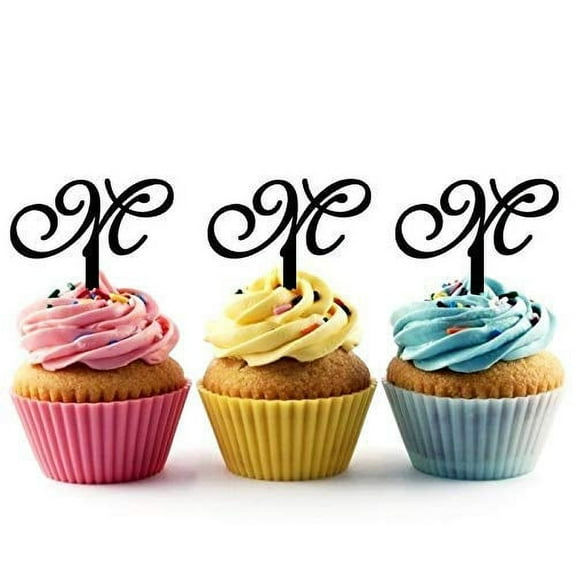 Whimsical Practicality's Letter M Silhouette Acrylic Cupcake Toppers 12 pcs