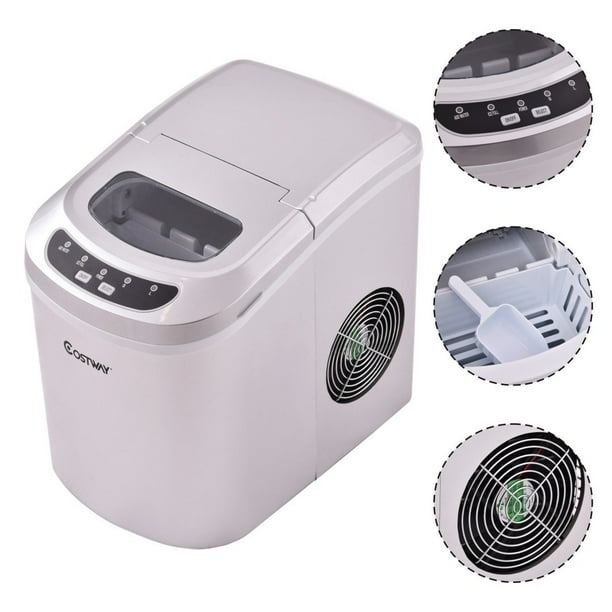 Goplus Sliver Portable Compact Electric Ice Maker Machine Mini Cube
