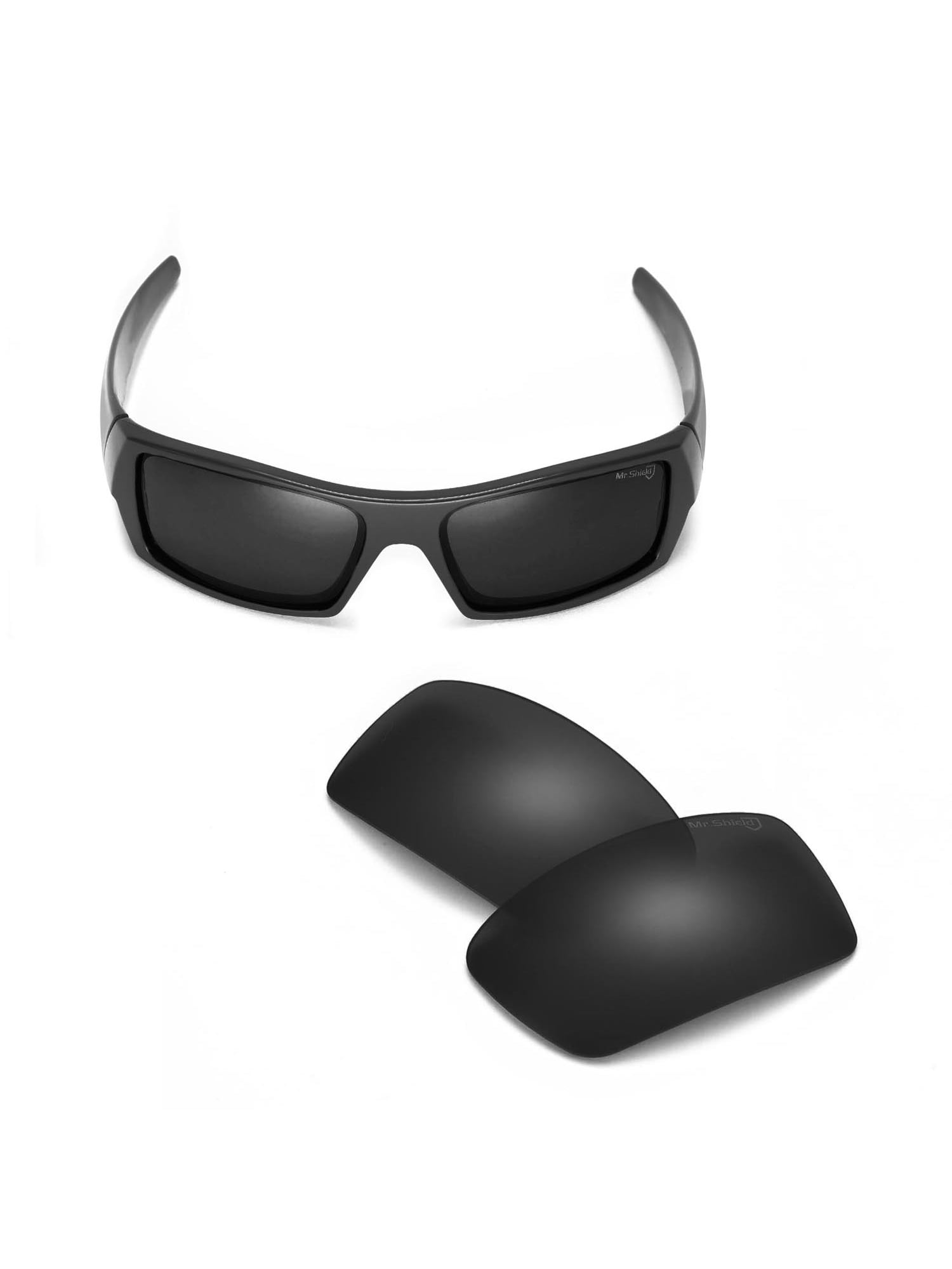 Walleva Black Mr. Shield Polarized Replacement Lenses for Oakley Gascan  Sunglasses 
