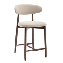 Upholstered Counter Height Stool—Ergonomic Back Support & Durable Wooden Base, Ideal for Kitchen & Dining, Beige