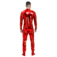 thumbnail image 2 of vastwit Men's Shiny Metallic Front Zipper Unitard Mock Neck Long Sleeve Full-body Jumpsuit Red M, 2 of 3