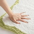 thumbnail image 4 of Microfiber Bathroom Rugs, White Bath Rug with Blue Scalloped Piping Cute Aesthetic Preppy Bath Mat for Bathroom, Tub, Floor Carpet, Sink, Shower, Anti Slip, Absorbent,, 4 of 7