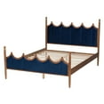thumbnail image 3 of Baxton Studio Royal Blue Velvet Fabric and Walnut Brown Wood Queen Size Platform Bed, 3 of 6