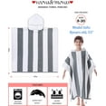 thumbnail image 2 of Hooded Beach Towels for Boys| Girls | Teens (8-16Years), 100% Thick Poncho Towel Robe for Kids, Perfect for Pool, Beach, Bath and Gifts, Grey Cabana Stripe Design, 2 of 4