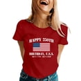 thumbnail image 2 of Conairie Women Patriotic Shirts Short Sleeve Loose Crew Neck 4th of July T Shirt With American Falg Print Basic Work Tee Vacation Clothes Red L, 2 of 4