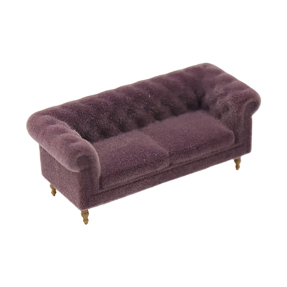 Collector Scene Sofa Furniture, Small Scale Doll House Couch with Rolled Arms for Shelf Display and Room Styling Use