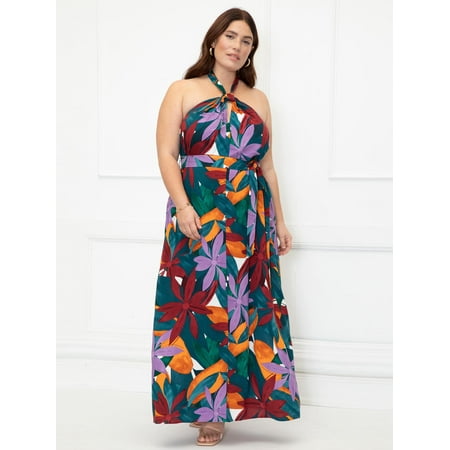 ELOQUII Elements Women's Plus Size Printed Halter Dress