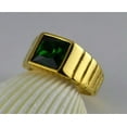 thumbnail image 2 of HOOUN Men's Gold Plated Wedding Rings Stainless Steel Emerald Signet Ring Biker Punk-7, 2 of 5