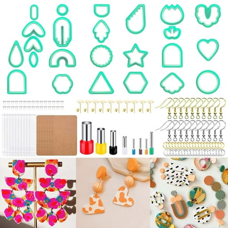 

Welpettie 142Pcs Clay Cutters Set Polymer Clay Cutters Set with 24 Shapes Stainless Steel Clay Earri