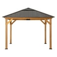 thumbnail image 5 of Sunjoy Hardtop Gazebo 11 x 11 ft. Cedar Framed Wood Gazebo with Brown Steel and Polycarbonate Hip Roof Hardtop for Garden, Backyard Shade, 5 of 9