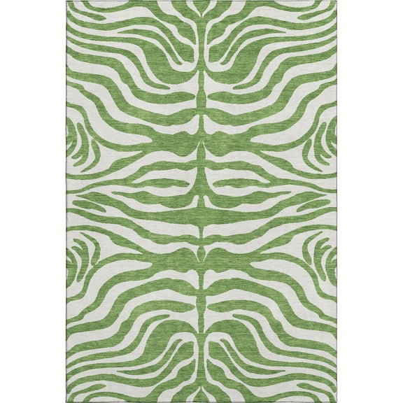 Addison Rugs Mayfield Premium Machine Washable Transitional Animal Print Green Rectangle Rug, 10' x 14'