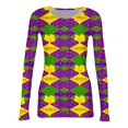 thumbnail image 5 of Mardi Gras Shirts for Women Carnival Feathers Print Crew Neck T Shirts Glitter Long Sleeve Novelty Tops Yellow 2XL, 5 of 7