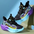 thumbnail image 3 of Kids Platform Sneakers Boys Fashion Color Block Cushioning Thick Sole Running Shoes Comfy Arch Support Lightweight Trainers Basketball Shoes Purple 3 Big Kid, 3 of 7