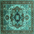 thumbnail image 1 of Ahgly Company Indoor Square Oriental Turquoise Blue Industrial Area Rugs, 6' Square, 1 of 4