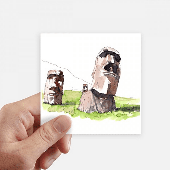 Moai Statues In Easter Island Sticker Square Waterproof Stickers Wallpaper Car Decal
