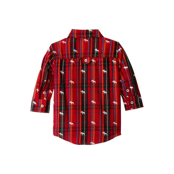 Hatley Kids Moose On Plaid Button Down Shirt (Toddler/Little Kids/Big Kids) Red