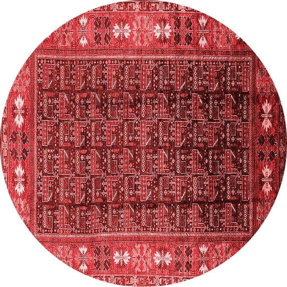 Ahgly Company Indoor Round Oriental Red Industrial Area Rugs, 5' Round