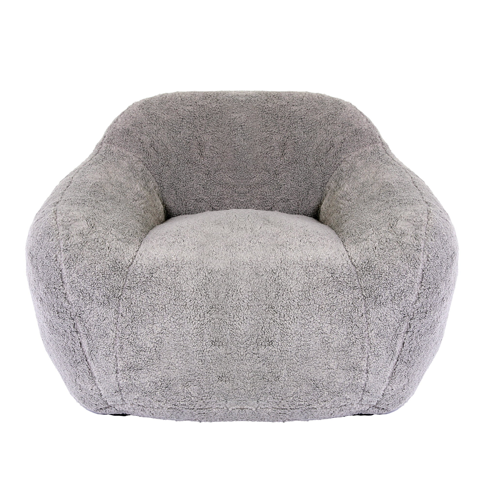 Jopath Bean Bag Chair, Comfy Bean Bag Sofa for Adults, Stuffed Floor Sofa with Supportive Backrest & Armrests, Modern Faux Fur Accent Chair for Living Room & Bedroom, Light Gray