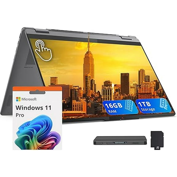 Lenovo Yoga 7i 2-in-1 16" 2K Touchscreen Laptop, Intel Core Ultra 5 226V, 16GB LPDDR5X, 1TB(512GB SSD 512GB Docking Station), Intel Arc Graphics, Backlit Keyboard, Fingerprint, Win 11 Pro, Gray