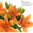 thumbnail image 3 of 6 racimos de lirio hidratante con mango de alta simulación, flores artificiales, lirio de simulación para decoración del hogar en la sala de estar (naranja), 3 of 5