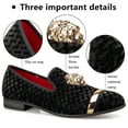thumbnail image 3 of Loafers for Men Men's Rhombus Velvet Loafers Black Wedding Dress Shoes Men's Gold Buckle, Black-07, 11 US, 3 of 5