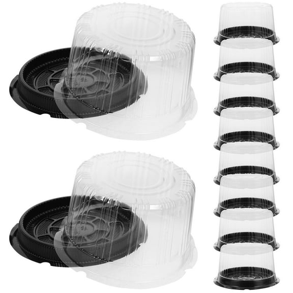 BESTONZON Clear Cake Box Set 10Pcs Black Plastic for Home Baking and Display