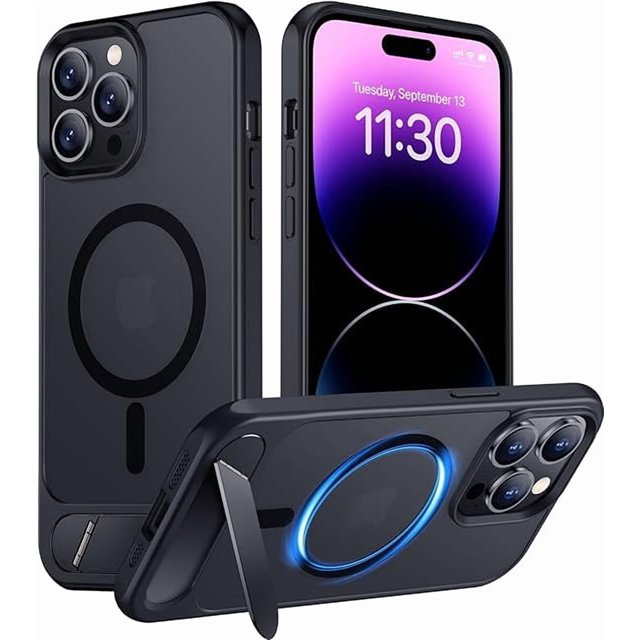 Funda con Soporte Magnético invisible, Delgada Mate, para iPhone 14 Pro Max, Negro