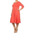 thumbnail image 2 of MOA Collection Plus Size Women's 3/4 Sleeves solid dress, 2 of 4