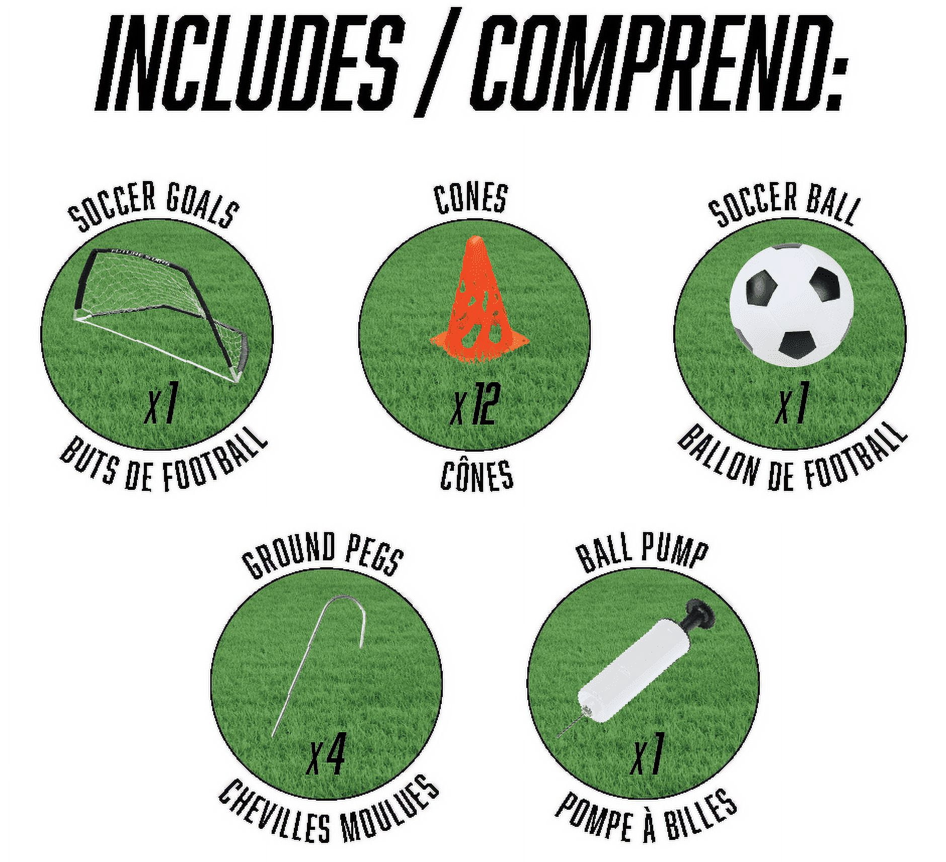 Future Stars Soccer Set with 1 4ft Soccer Net, 12 Orange Cones, 1 Junior Soccer Ball and Pump