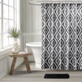 thumbnail image 4 of Mainstays 16-Piece Black Diamond Pattern Shower Curtain Bathroom Set – Fabric Curtain with Rug, Hooks, Soap Dispenser & Tray, 4 of 17