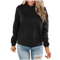 thumbnail image 2 of IROINNID Women's Long Sleeve Hoodie Mid-Length Solid Color Stylish Sweatshirt Pullover, Black, 2 of 8